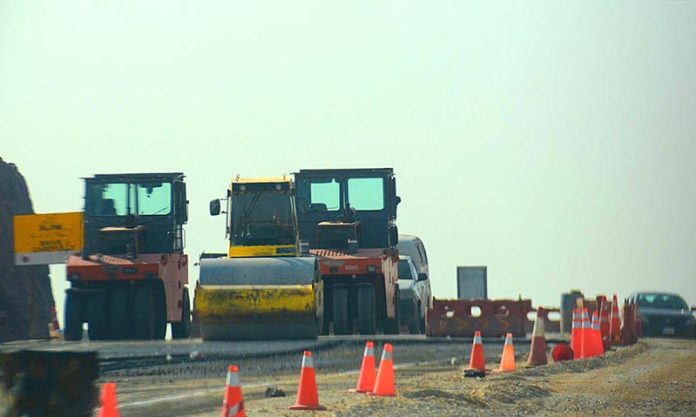 Construction work of Margalla Road being carried out during development work.