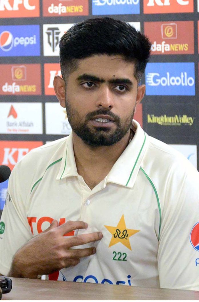 Pakistan Cricket Team captain Babar Azam addressing pre-series press ...