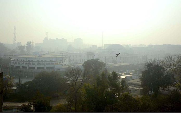 A view of fog that engulfs the whole city