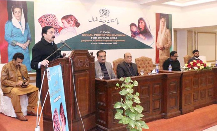 Managing Directors PBM, Amir Fida Paracha addressing during the Launching Ceremony of “Orphans & Widows Support Program”.