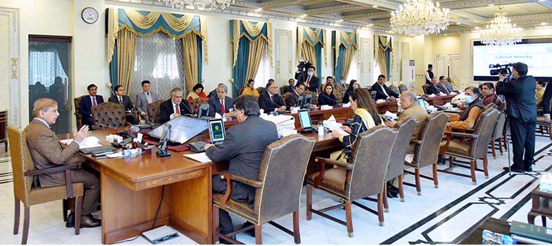 Prime Minister Muhammad Shehbaz Sharif chairs a meeting of Federal Cabinet