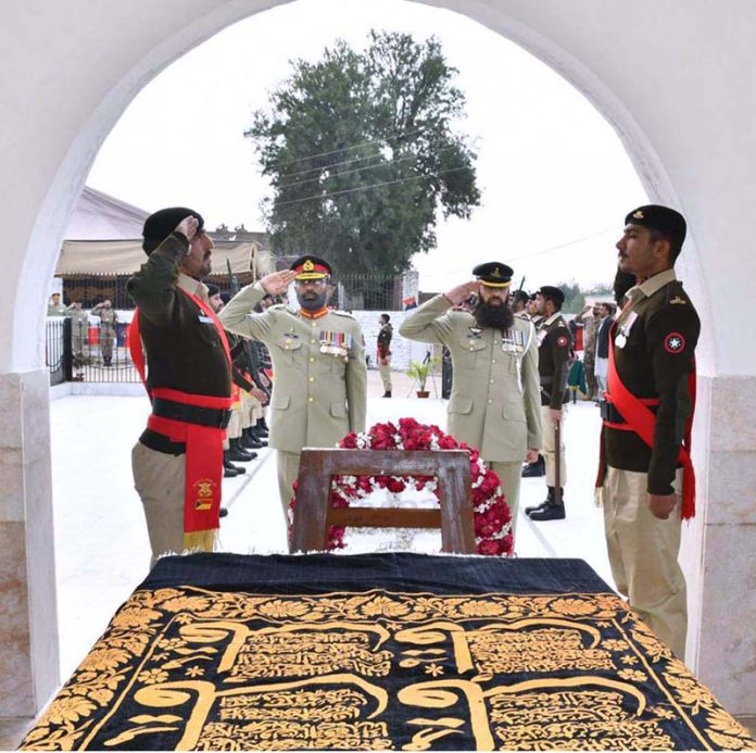 Major General Muhammad Irfan, General Officer Commanding, laid floral wreath at Sowar Muhammad Hussain Shaheed’s mausoleum on 51st Shahadat anniversary of Sowar Muhammad Hussain Shaheed, Nishan-e-Haider