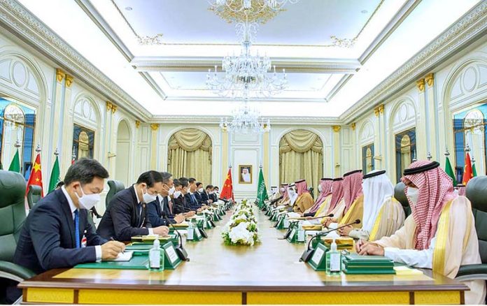 Mohammed bin Salman bin Abdulaziz Al Saud, Saudi Crown Prince and Prime Minister, received President Xi Jinping of China, at the Royal Court at Al-Yamamah Palace in Riyadh, for the China - Saudi Arabia Summit