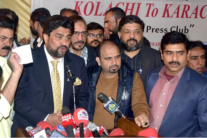 Governor Sindh Kamran Tessori addressing during Closing Ceremony of three days Photo Exhibition of Pakistan Association of Press Photographers (PAPP) at Press Club