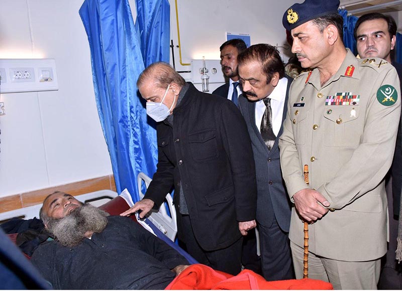 Prime Minister Muhammad Shehbaz Sharif inquires an injured patient ...