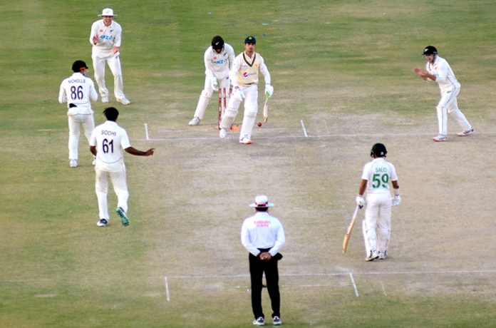 A view of the second cricket Test match between Pakistan and New Zealand at the National Stadium.