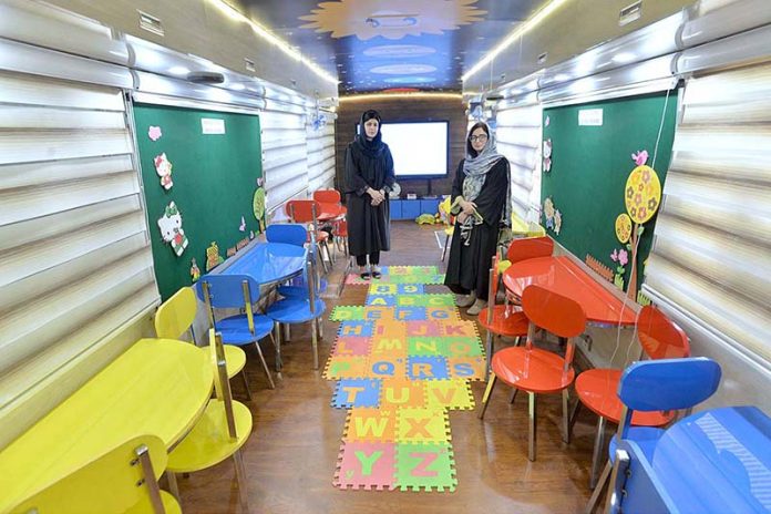 An inside view of mobile bus 