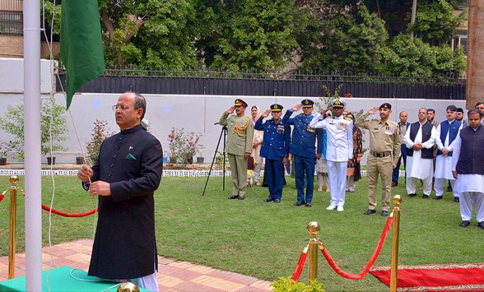 Ambassador of Pakistan to Egypt Mr. Sajid Bilal hosting Nationa Flag to mark Pakistan Day ceremony at the Embassy of Pakistan