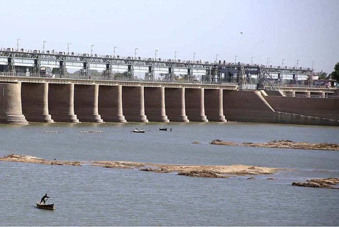 A view of Indus River after the water shortage at Jamshoro