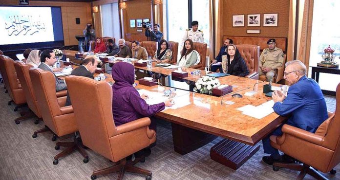 President Dr. Arif Alvi chairing a meeting regarding the classification and severity of disabilities, at Aiwan-e-Sadr