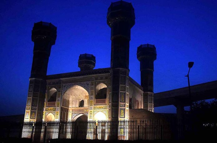 A view of Chauburji (Four Towers) is a Mughal era monument in the Provincial Capital. The monument was built in 1646 C.E. during the reign of the emperor Shah Jahan. The restoration was carried out by the Department of Archeology, Government of Pakistan in the late 1960s.