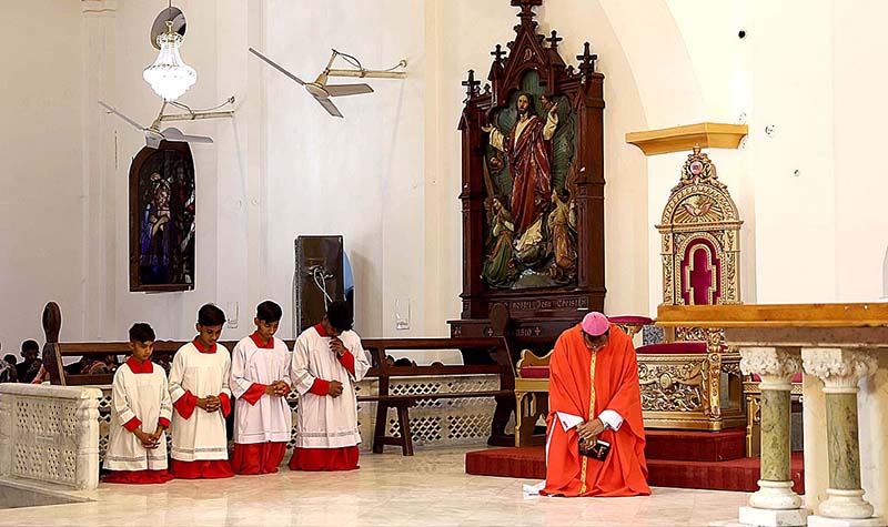 Pakistani Roman Catholic Christians attending Good Friday at St. Joseph Catholic Cathedral Church