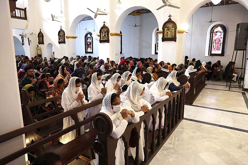 Pakistani Roman Catholic Christians attending Good Friday at St. Joseph Catholic Cathedral Church