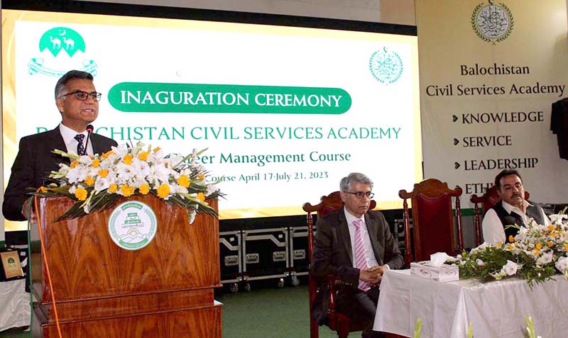 Chief Secretary Balochisan Abdul Aziz Uqaili Addresses The Inaugural   APP28 170423Quetta  