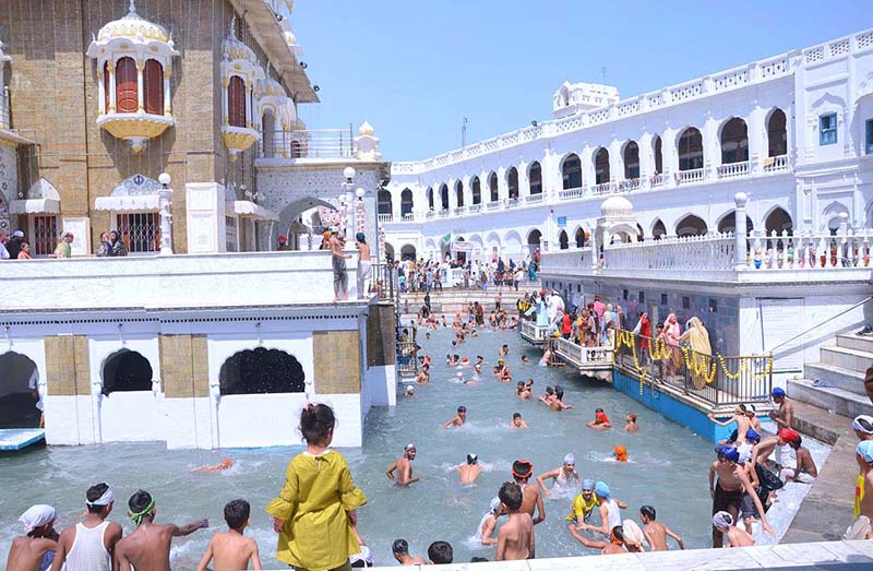 Sikh Yatrees are performing their rituals at Gurdwara Panja Shaib during Besakhi Mela and Bhog Rituals