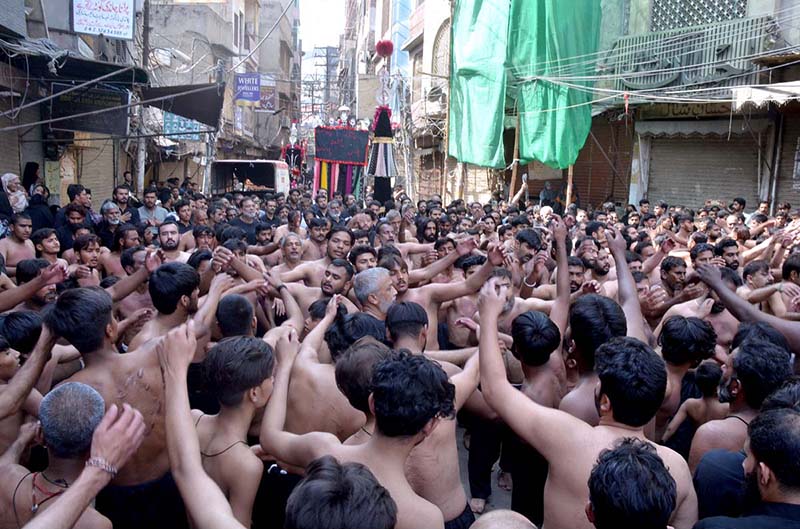 A large number of people attend the main procession to mark the Youm-e-Ali (RA) as the Martyrdom day of Hazrat Ali (RA) observed in the city