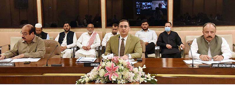 Syed Hussain Tariq, MNA Convener chairing the PAC Subcommittee meeting in Parliament House in Federal Capital