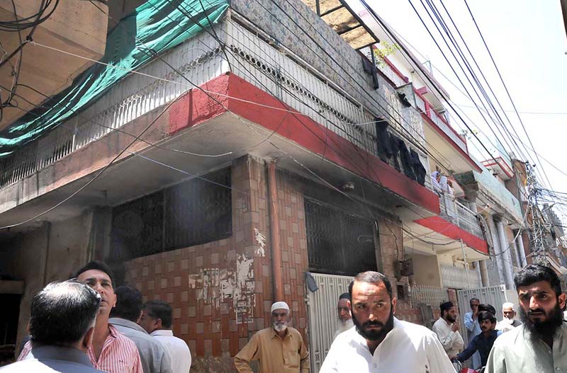 An inside view of a house burnt out as fire erupted due to leakage of the gas line that caused three household members’ death and several injuries at Madina Town Shamsabad