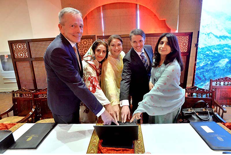 Ambassador of Czech Republic to Pakistan Tomáš Smetánka addressing to the launching ceremony of web page of the art project "The Czech and Pakistani Heroines" posters and a book celebrating women who shaped the past and present of Czechia and Pakistan