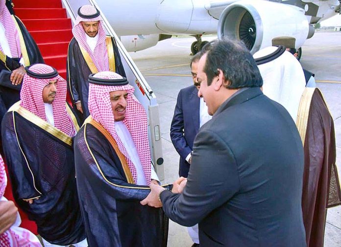 Minister of State for Interior, Abdul Rehman Khan Kanju receiving Deputy Interior Minister of Saudi Arabia H.E. Dr. Nasser bin Abdulaziz Al-Dawood on his arrival