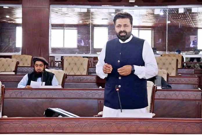 Opposition Leader Gilgit-Batistan Assembly Amjad Advocate addressing the 2nd sitting of 19th session of the Gilgit-Baltistan Assembly under the chair of Speaker Gilgit-Baltistan Assembly Syed Amjad Ali Zaidi