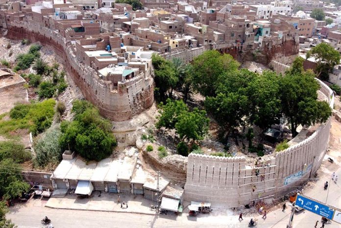 A beautiful Aerial view of Pakka fort in the city