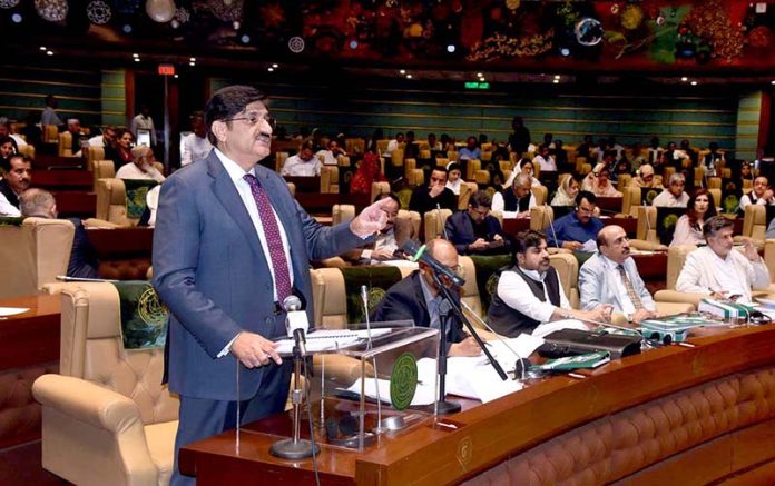 Sindh Chief Minister Syed Murad Ali Shah presents budget for next financial year, 2023-24 on the floor of the Provincial Assembly