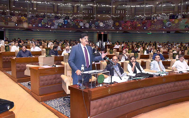 Sindh Chief Minister Syed Murad Ali Shah presents budget for next financial year, 2023-24 on the floor of the Provincial Assembly