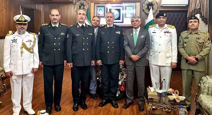 Secretary Defence Lt. Gen (Retd) Hamood Uz Zaman Khan alongwith Defence delegation in a group photo with Iranian Defence officials