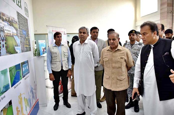 Prime Minister Muhammad Shehbaz Sharif being briefed about Sabzazar Sports Complex