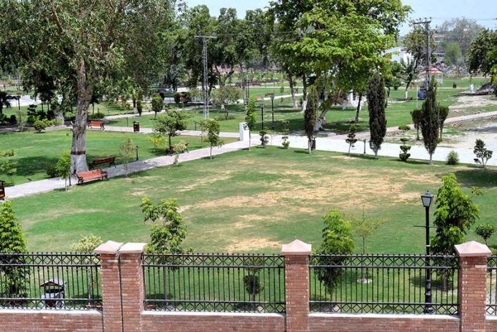 A view of empty Shahi Bagh park due to hot weather in the city