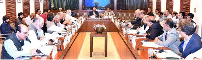 Senator Rana Maqbool Ahmad, Chairman Senate Standing Committee on Cabinet Secretariat presiding over a meeting of the committee at Parliament House