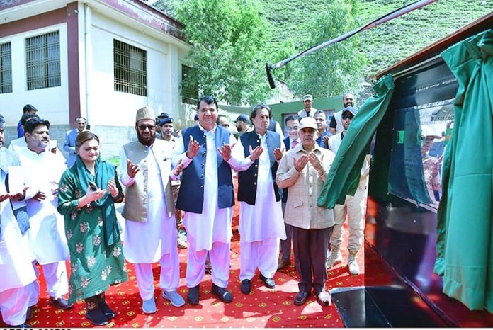 Prime Minister Muhammad Shehbaz Sharif laying the foundation stone of the RCC Bridge on the River Indus that will connect Torghar with Buner District, Torghar, KP