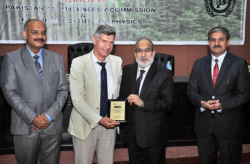 Chairman Pakistan Atomic Energy Commission (PAEC) Raja Ali Raza Anwar addressing during inaugural ceremony of 48th International Nathiagali Summer College (INSC) on Physics and Contemporary Needs at National Center for Physics (NCP) Quaid-e-Azam University