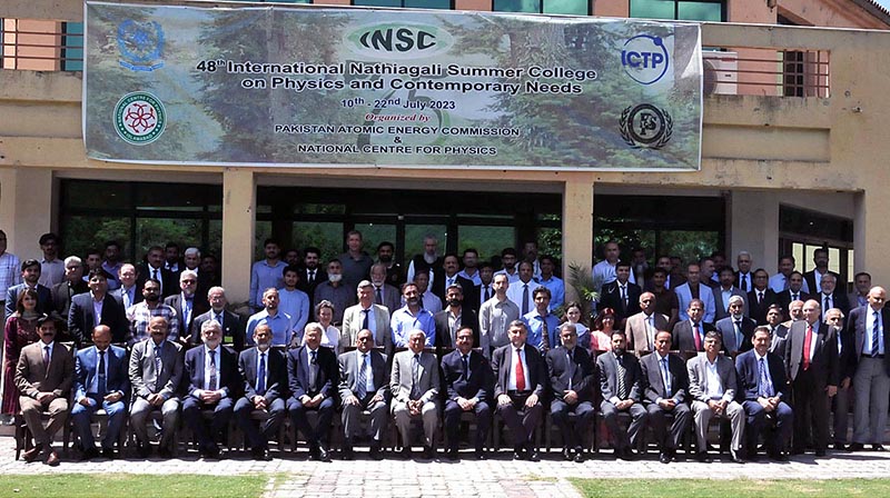 Chairman Pakistan Atomic Energy Commission (PAEC) Raja Ali Raza Anwar addressing during inaugural ceremony of 48th International Nathiagali Summer College (INSC) on Physics and Contemporary Needs at National Center for Physics (NCP) Quaid-e-Azam University