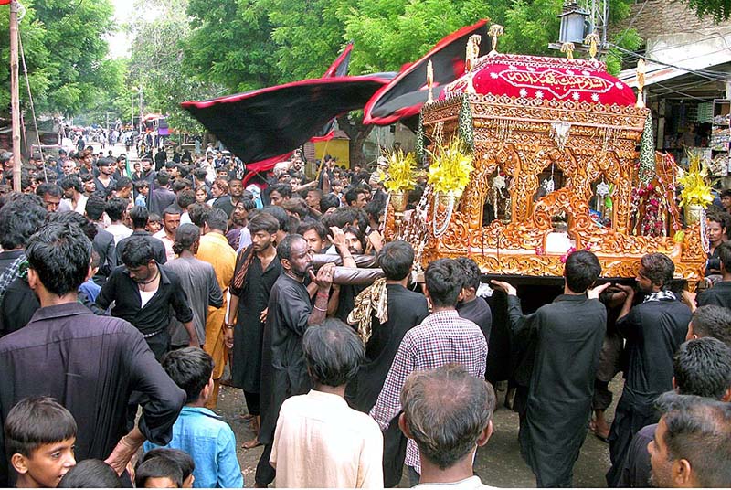 Mourners attending procession of 6th Muharram ul haram at Hussainabad