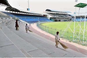 An aerial view of Multan Cricket Stadium ready to host the First match of the Asia Cup 2023 tournament opener between Pakistan and Nepal on 30 August