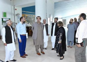 Federal Minister for National Heritage and Culture Jamal Shah during visit to Islamabad Museum, Sir Syed Memorial, Federal Secretary Ms. Humaira Ahmed was also present