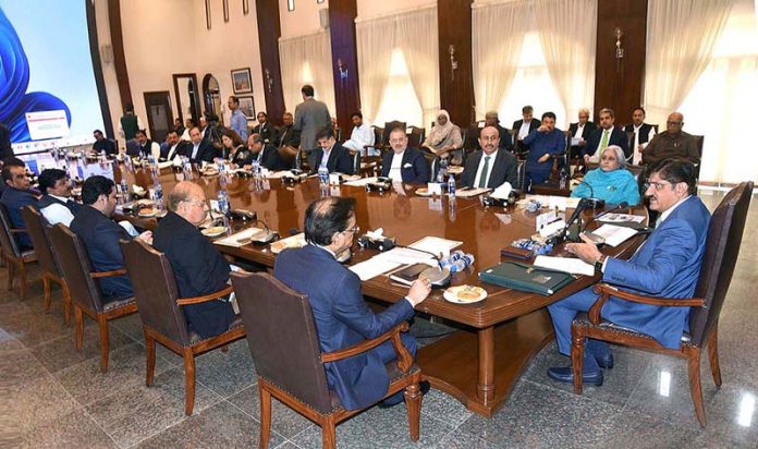 Sindh Chief Minister Syed Murad Ali Shah presides over a farewell cabinet meeting at CM House