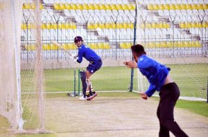 Nepal Cricket Team captain Rohit Paudel talking to media persons before practice sessions ahead of the first cricket match of Asia Cup 2023 at Multan Cricket Stadium