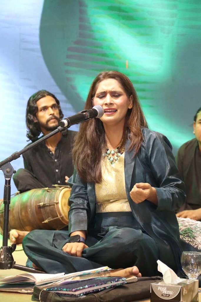 Renowned singer Saeen Zahoor “is performing during musical night organized by district administration in a local marquee