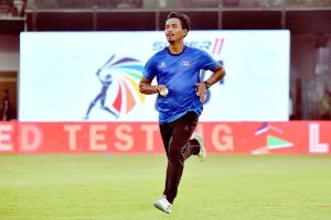 Nepal Cricket Team captain Rohit Paudel talking to media persons before practice sessions ahead of the first cricket match of Asia Cup 2023 at Multan Cricket Stadium