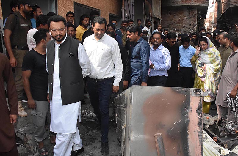 Federal Minister for Human rights and Women Empowerment Khalil George, talking to the media persons during his visit at the affected areas of the Christian Colony Esa Nagri Jarranwala