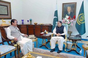 Former Senator Sardar Muhammad Yaqoob Khan Nasir calls on the Caretaker Prime Minister Anwaar-ul-Haq 