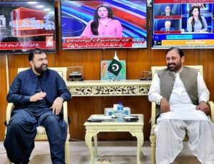 Caretaker Federal Minister for Interior Sarfraz Ahmed Bugti in a meeting with Former Deputy Speaker Punjab Assembly Sardar Sher Ali Gurchani Sahib.