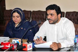 BBISE’s Chairman Ejaz Ahmed Baloch along with Controller Board Abida Kakar announcing annual result of FSc/FA.