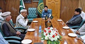 Chief Minister Gilgit-Baltistan Haji Gulbar Khan in a meeting with the delegation of Ismaili Regional council members at CM Secretariat