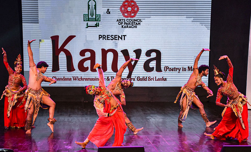 Sri Lankan artist performing during Program (Kanya) Chandana Wickramasinghe & The Dancers Guild Sri Lankan organized by Arts Council of Pakistan in collaboration with Consulate General of Srilanka Karachi and Alhamra Arts council at Alhamra