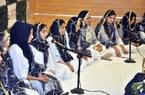 Ms. Mushaal Hussein Mullick, Special Advisor to the Prime Minister for Human Rights and Women Empowerment addressing during Mefil-e-Milad in connection with Eid Milad-un-Nabi (PBUH) at Roots International Schools and Colleges.