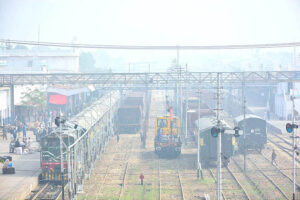 A view of foggy weather during morning time in the city. 